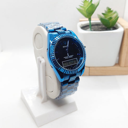 Rolex Dual Dial- Blue Chain with Black Dial