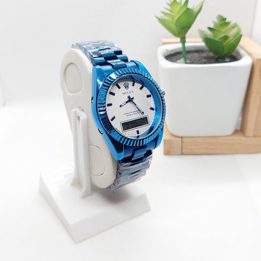 Rolex Dual Dial- Blue Chain with Silver Dial 2