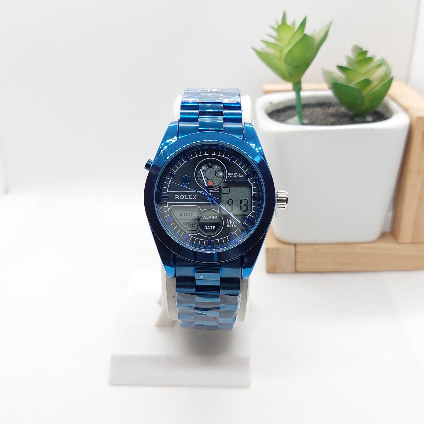 Rolex Dual Dial- Blue Chain with Black Dial 2