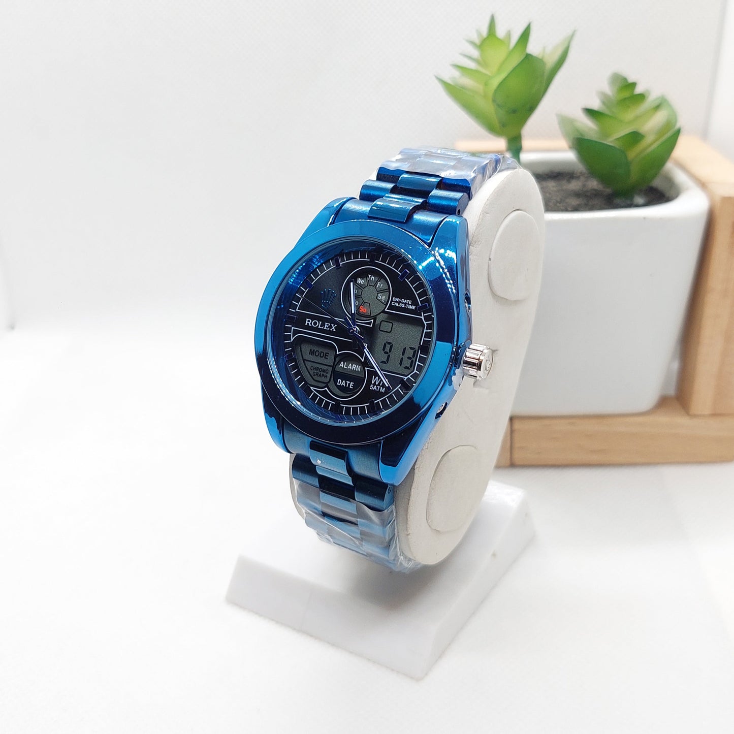 Rolex Dual Dial- Blue Chain with Black Dial 2