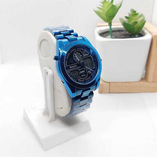Rolex Dual Dial- Blue Chain with Black Dial 2