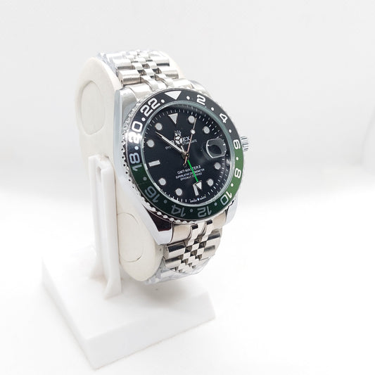 RLX GMT Master II -Green & Black Bezel with Silver Chain