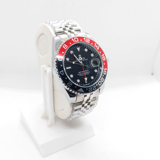 RLX GMT Master II -Red & Black Bezel with Silver Chain