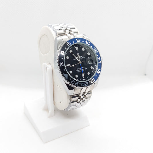 RLX GMT Master II -Blue & Black Bezel with Silver Chain