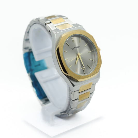 Bestwin 983 - 813 Two Tone Silver & Gold Chain -Gold Case & Silver Dial - Saturn Watches