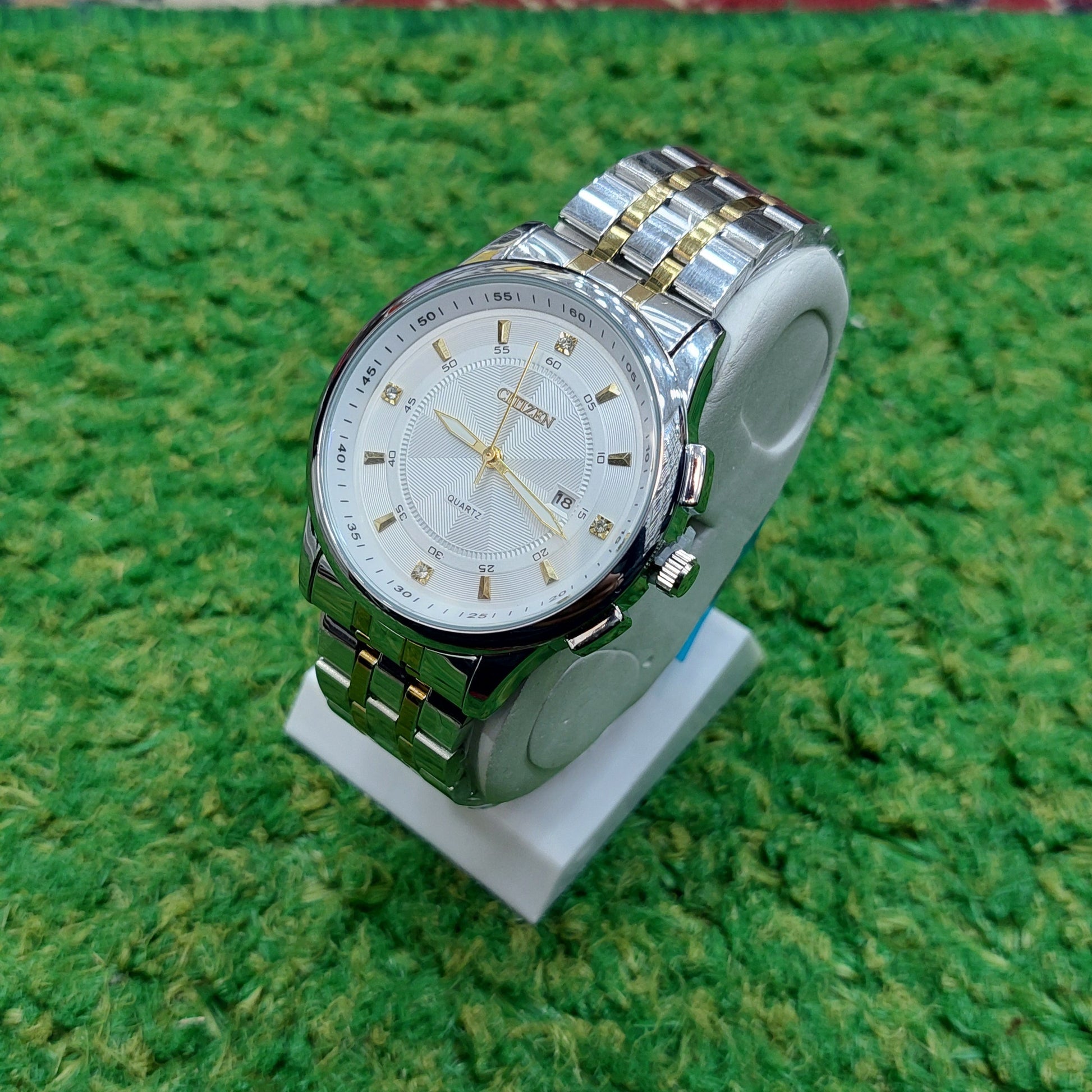 Citizen-Two Tone Silver & Gold Chain - Silver Case & White Dial - Saturn Watches