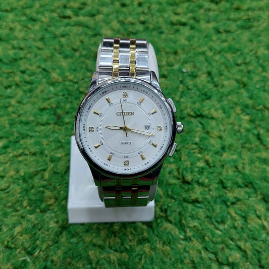 Citizen-Two Tone Silver & Gold Chain - Silver Case & White Dial - Saturn Watches