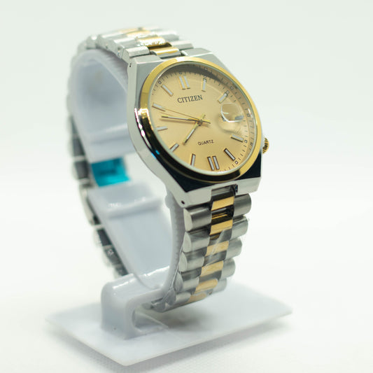 Citizen Cit 035 Silver & Golden Chain With Golden Dial - Saturn Watches