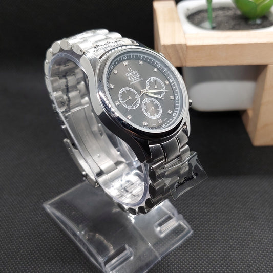 Omega De Ville Working Chronometer Silver Chain, Case & Black Dial - Saturn Watches