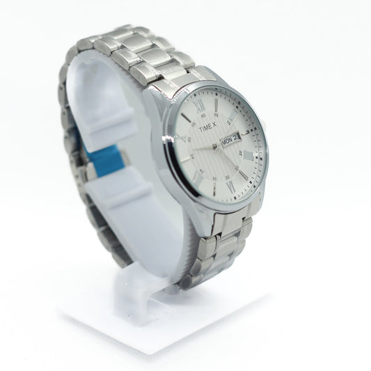 Time x Chain Day Date Silver Chain - Silver Case & Silver Dial - Saturn Watches